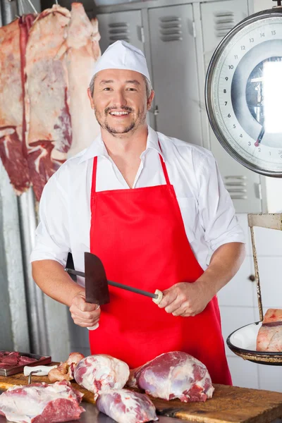 Butcher Sharpening Knife In Butchery