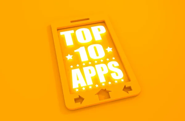 Top ten apps text on phone screen.