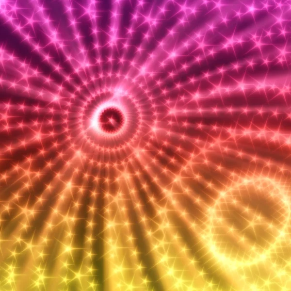 Abstract techno background with circles from glowing particles.
