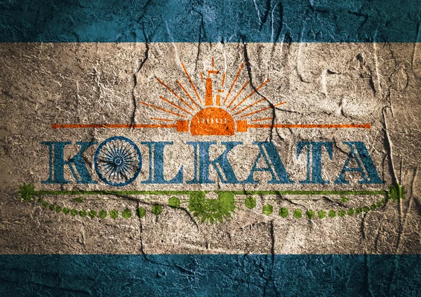 Kolkata city name with flag colors styled letter O