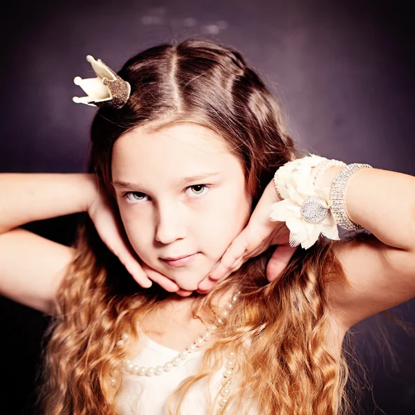 Beauty Portrait of Child Girl. Young teen. Face Closeup