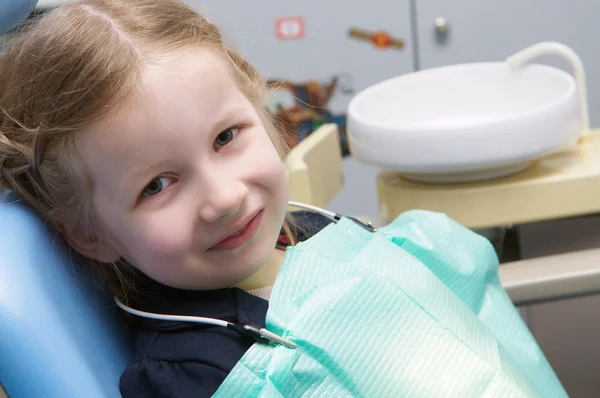 The little girl examined on the dental clinic