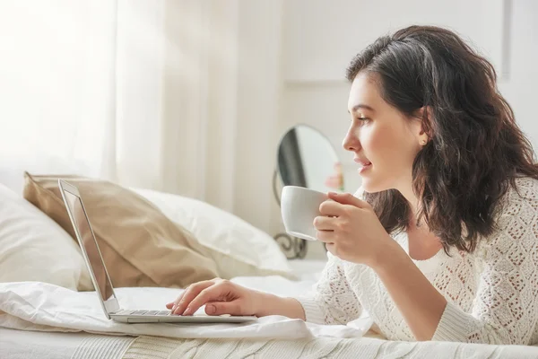 Woman working on a laptop