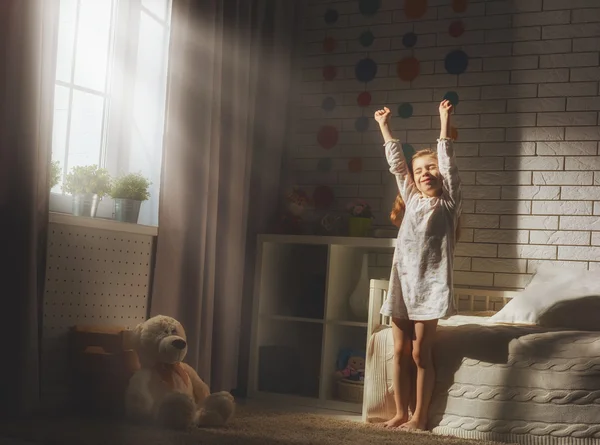 Girl enjoys sunny morning