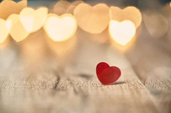 Lights on wooden background