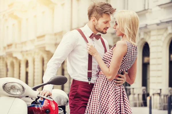 Hipster couple having fun on the street