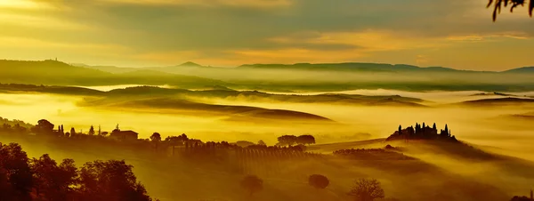 Tuscany panorama with rolling hills and valleys