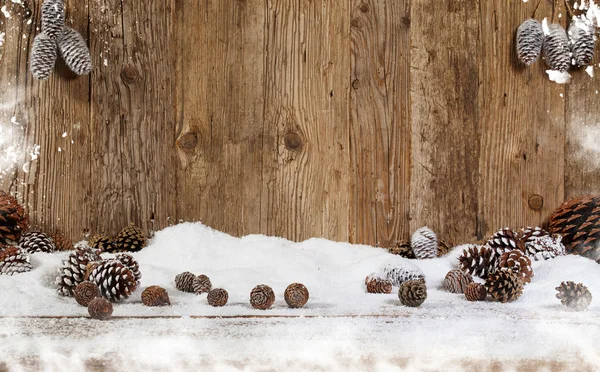 Christmas tree cones and snow