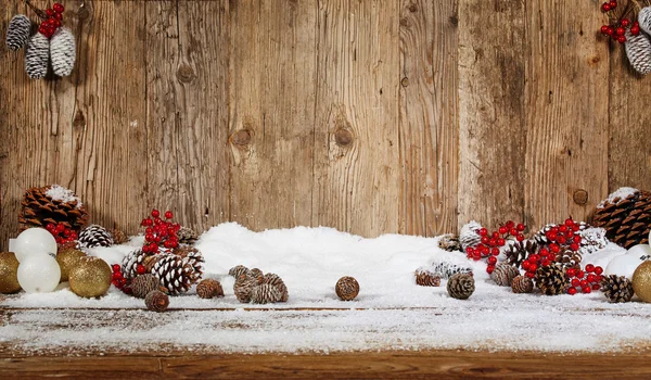 Christmas tree cones and snow