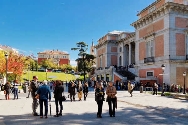 People on the square in front of the National Prado Museum
