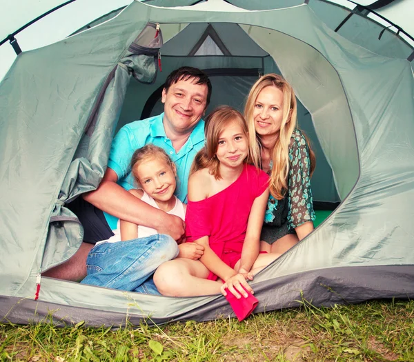 Family in a tent