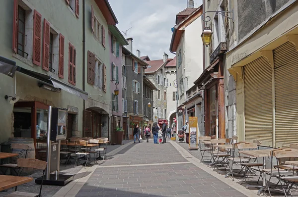 View of the street in city centre of Annecy