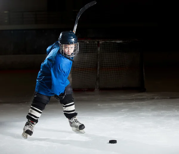 Hockey player ready to make a strong shot