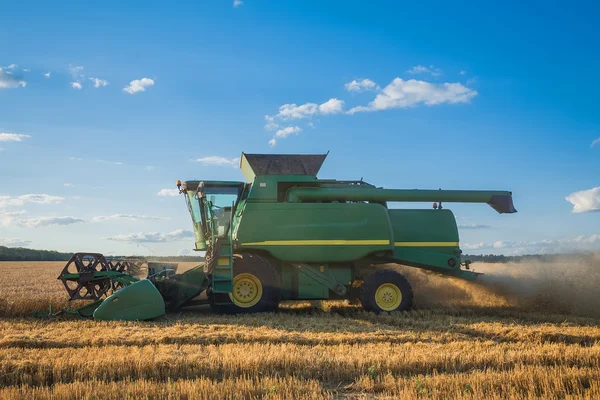 Harvesting combine in the field