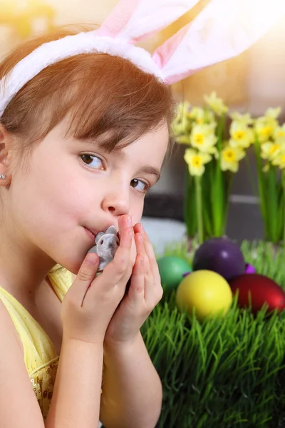 Youth girl with small Easter bunny