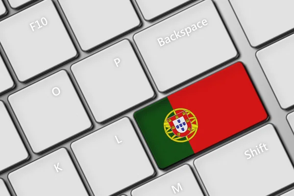 Computer keyboard with portuguese flag button