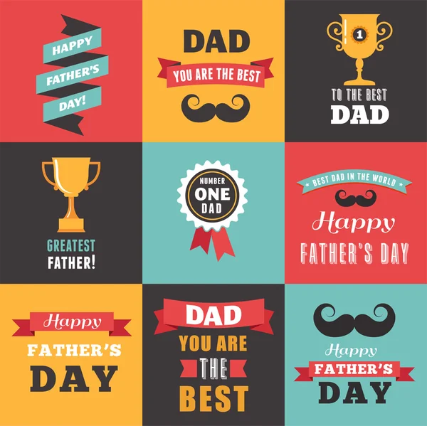 Happy fathers day greeting cards set