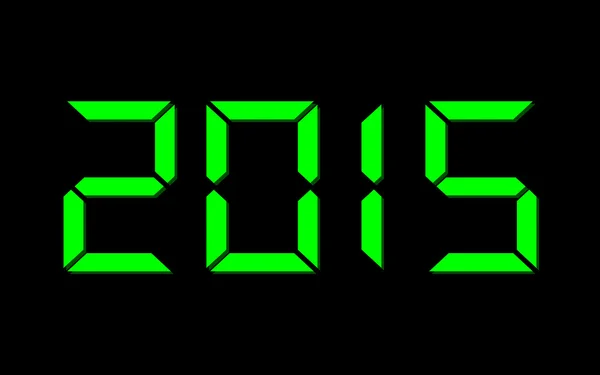 Year 2015, digital green numbers on black