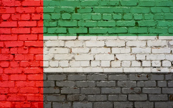 Flag of United Arab Emirates painted on brick wall, background t