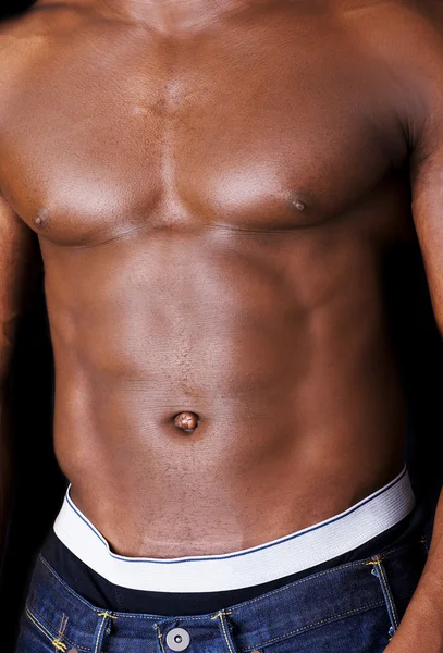 Muscular black man shirtless