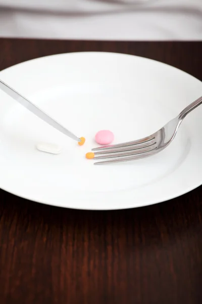 Close up pills on the plate