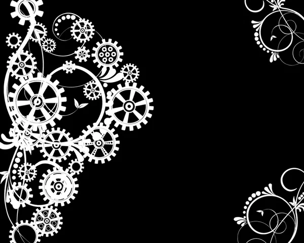 Mechanical background with floral elements