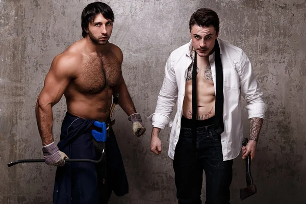 Men with construction tools