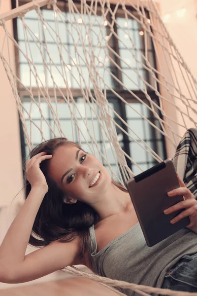 Beautiful woman with tablet pc