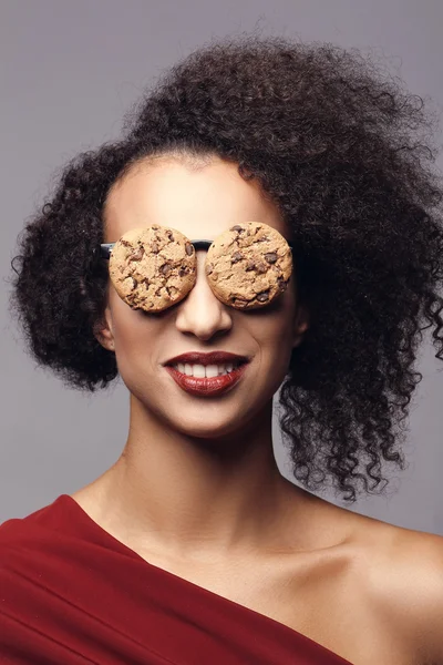 Woman wearing cookies glasses