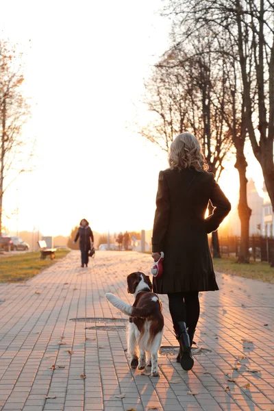 Blonde woman with dog