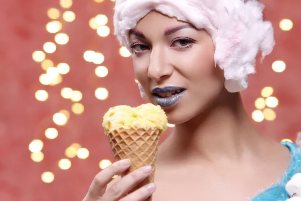 Pretty woman with ice cream