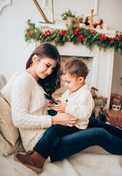 Young woman and son