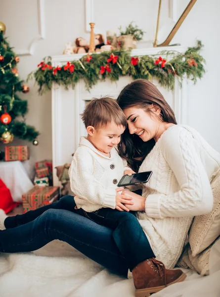 Young woman and son