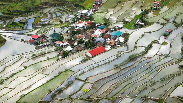 Village houses near rice terraces fields. Banaue, Philippines