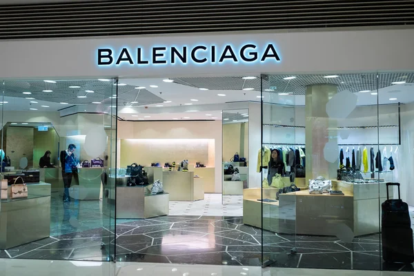 Balenciaga fashion boutique display window. Hong Kong