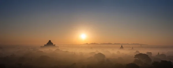 Ancient Buddhist Temples of Bagan Kingdom at sunrise. Myanmar