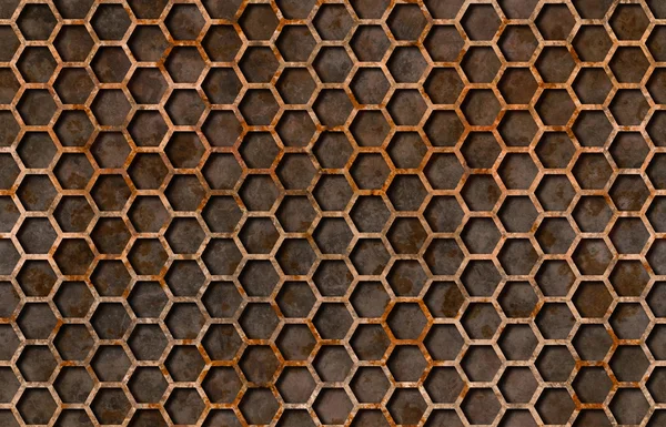 Rusty hexagon pattern grate texture seamlessly tileable