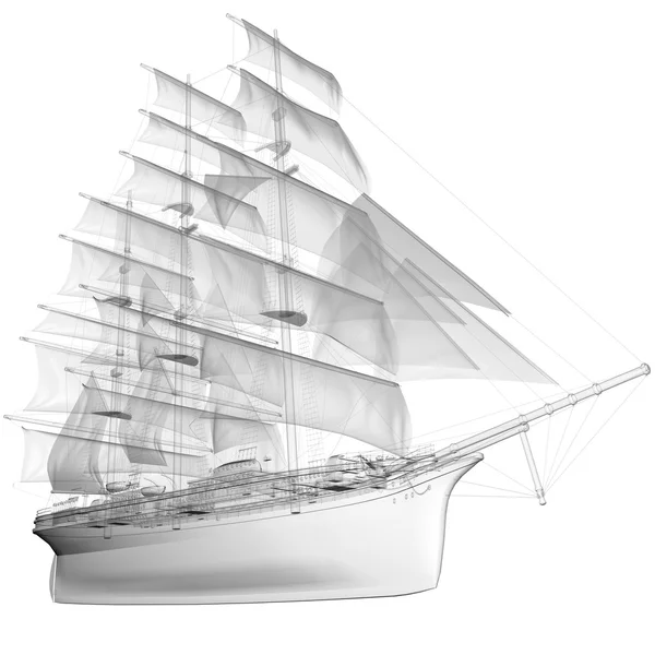Isolated transparent sail ship