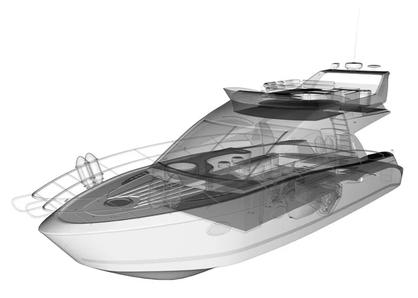 Isolated transparent luxury yacht