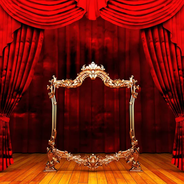 Red velvet curtain opening the scene