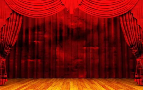 Red velvet curtain opening the scene