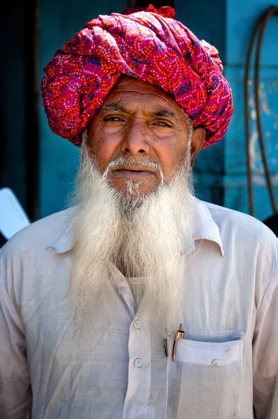 PUSHKAR, INDIA - MARCH 06, 2013: Undefined man with white beard portrait