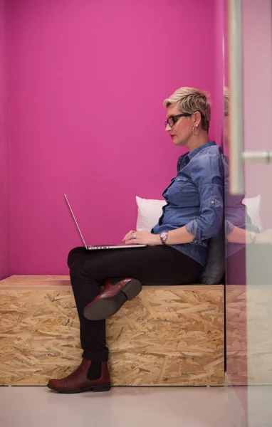 Startup business, woman  working on desktop computer