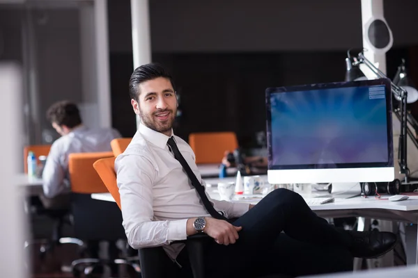 Young business man  working on desktop computer