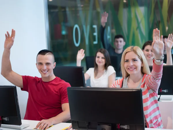 Technology students group in computer lab school  classroom