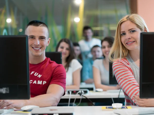 Technology students group in computer lab school  classroom