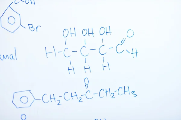 Chemical molecule structure on white board