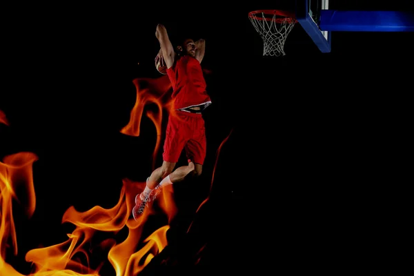 Double exposure of basketball player in action