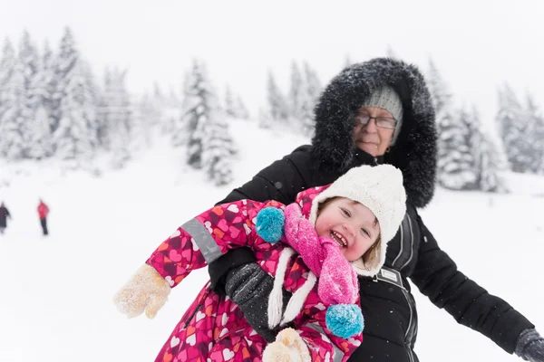 Happy family on winter vacation