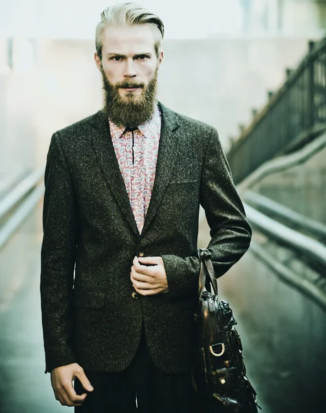 Young handsome attractive bearded model man